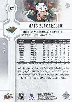 2019-20 Upper Deck #374 Mats Zuccarello Back