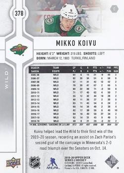 2019-20 Upper Deck #378 Mikko Koivu Back