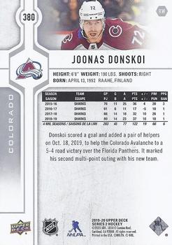 2019-20 Upper Deck #380 Joonas Donskoi Back