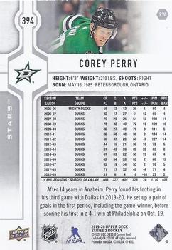 2019-20 Upper Deck #394 Corey Perry Back