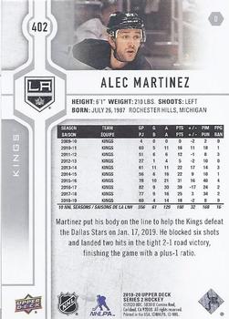 2019-20 Upper Deck #402 Alec Martinez Back