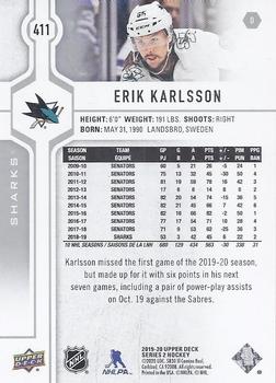 2019-20 Upper Deck #411 Erik Karlsson Back