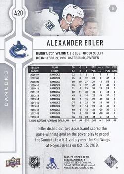 2019-20 Upper Deck #420 Alexander Edler Back