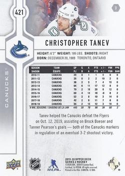 2019-20 Upper Deck #421 Christopher Tanev Back
