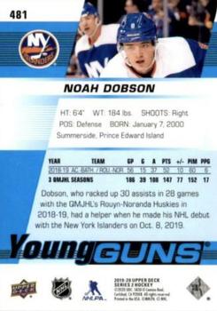 2019-20 Upper Deck #481 Noah Dobson Back