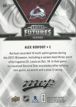 2018-19 Upper Deck MVP - Bright Futures #BF-17 Alex Kerfoot Back