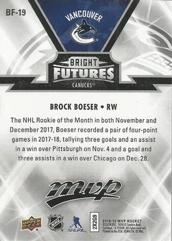 2018-19 Upper Deck MVP - Bright Futures #BF-19 Brock Boeser Back
