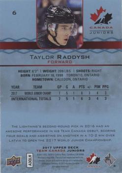 2017 Upper Deck Team Canada Juniors - Blue Spectrum #6 Taylor Raddysh Back