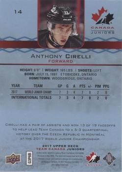 2017 Upper Deck Team Canada Juniors - Blue Spectrum #14 Anthony Cirelli Back