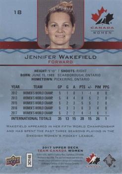 2017 Upper Deck Team Canada Juniors - Blue Spectrum #18 Jennifer Wakefield Back