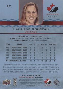 2017 Upper Deck Team Canada Juniors - Blue Spectrum #20 Lauriane Rougeau Back