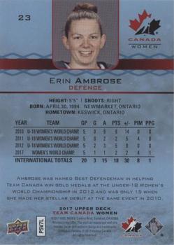 2017 Upper Deck Team Canada Juniors - Blue Spectrum #23 Erin Ambrose Back