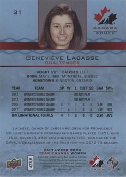 2017 Upper Deck Team Canada Juniors - Blue Spectrum #31 Genevieve Lacasse Back