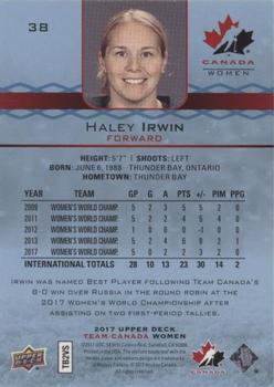 2017 Upper Deck Team Canada Juniors - Blue Spectrum #38 Haley Irwin Back
