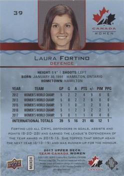 2017 Upper Deck Team Canada Juniors - Blue Spectrum #39 Laura Fortino Back