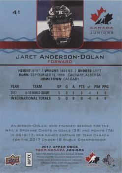 2017 Upper Deck Team Canada Juniors - Blue Spectrum #41 Jaret Anderson-Dolan Back
