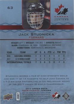 2017 Upper Deck Team Canada Juniors - Blue Spectrum #63 Jack Studnicka Back
