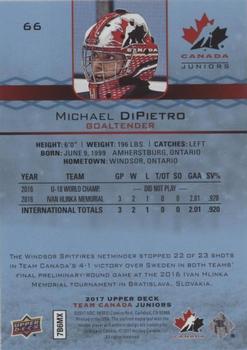 2017 Upper Deck Team Canada Juniors - Blue Spectrum #66 Michael DiPietro Back