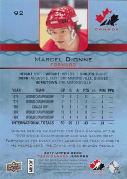 2017 Upper Deck Team Canada Juniors - Blue Spectrum #92 Marcel Dionne Back