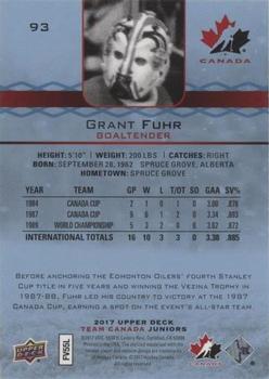 2017 Upper Deck Team Canada Juniors - Blue Spectrum #93 Grant Fuhr Back
