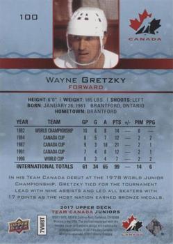 2017 Upper Deck Team Canada Juniors - Blue Spectrum #100 Wayne Gretzky Back