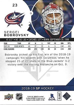 2018-19 SP #23 Sergei Bobrovsky Back