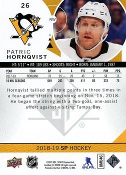 2018-19 SP #26 Patric Hornqvist Back