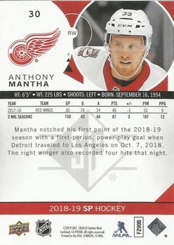2018-19 SP #30 Anthony Mantha Back