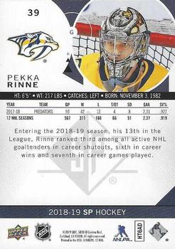 2018-19 SP #39 Pekka Rinne Back