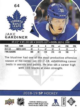 2018-19 SP #64 Jake Gardiner Back