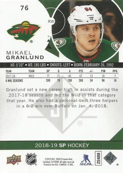 2018-19 SP #76 Mikael Granlund Back