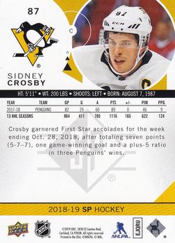 2018-19 SP #87 Sidney Crosby Back