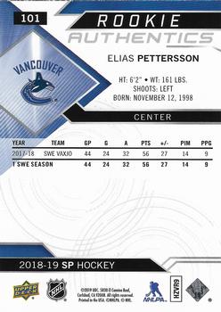 2018-19 SP - Blue #101 Elias Pettersson Back