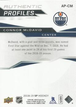 2018-19 SP - Authentic Profiles Blue #AP-CM Connor McDavid Back