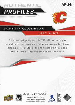 2018-19 SP - Authentic Profiles Blue #AP-JG Johnny Gaudreau Back