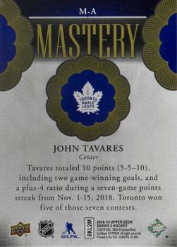 2018-19 Upper Deck - Mastery Achievements #M-A John Tavares Back