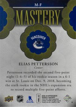 2018-19 Upper Deck - Mastery Achievements #M-F Elias Pettersson Back