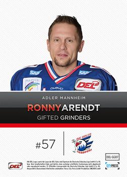 2014-15 Playercards Premium Serie 2 (DEL) - Gifted Grinders #DEL-GG07 Ronny Arendt Back