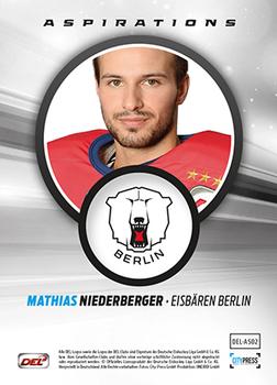 2014-15 Playercards Premium Serie 2 (DEL) - Aspirations #DEL-AS02 Mathias Niederberger Back