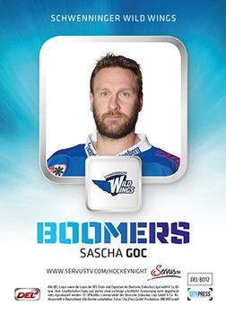 2014-15 Playercards Premium Serie 2 (DEL) - Boomers #DEL-BO12 Sascha Goc Back