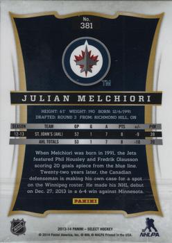 2013-14 Panini Rookie Anthology - Select Update Toronto Spring Expo Cracked Ice #381 Julian Melchiori Back