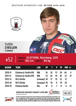 2015-16 Playercards Premium Serie 2 (DEL) #DEL-329 Sven Ziegler Back
