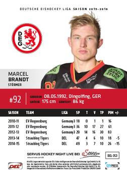 2015-16 Playercards Premium Serie 2 (DEL) #DEL-353 Marcel Brandt Back