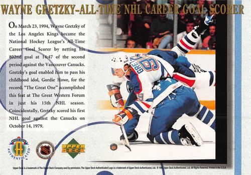 1994-95 Upper Deck Authenticated Salutes Wayne Gretzky #NNO Wayne Gretzky Back