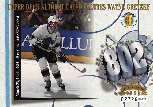 1994-95 Upper Deck Authenticated Salutes Wayne Gretzky #NNO Wayne Gretzky Front