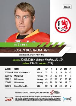 2013-14 Playercards Basic Serie (DEL) #DEL-230 Justin Bostrom Back