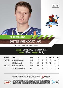 2013-14 Playercards Basic Serie (DEL) #DEL-245 Dieter Orendorz Back