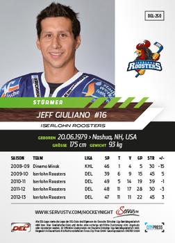 2013-14 Playercards Basic Serie (DEL) #DEL-250 Jeff Giuliano Back
