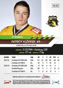 2013-14 Playercards Basic Serie (DEL) #DEL-292 Patrick Klöpper Back