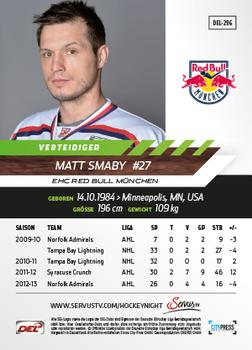 2013-14 Playercards Basic Serie (DEL) #DEL-296 Matt Smaby Back